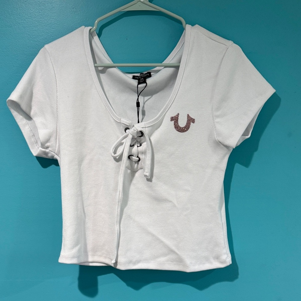 True Religion White Short Sleeve Tee